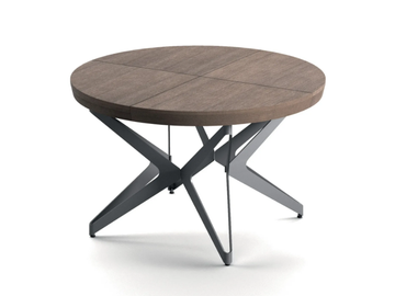 BIG ROUND - Extending round steel and wood table by Ozzio Italia - view 2